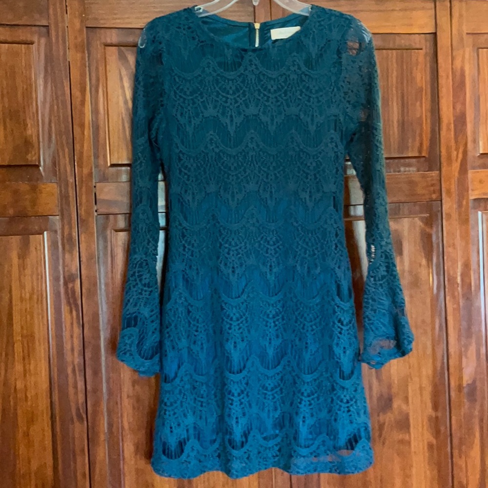 Like-New dark teal lace-like dress!